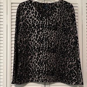 Westbound Black and Gray Animal Print Long Sleeve Top